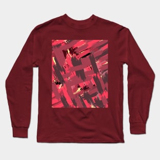 Pink Abstract Waves Long Sleeve T-Shirt